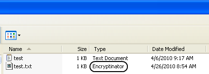 Show Encryptinator File Description - Details View